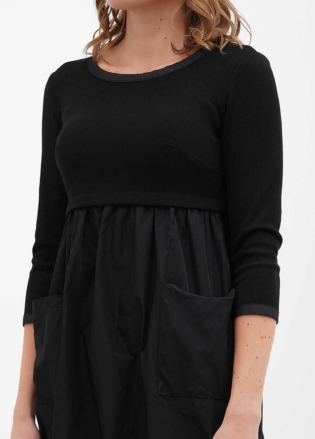 Черное кэжуал платье баллон Sassofono однотонное