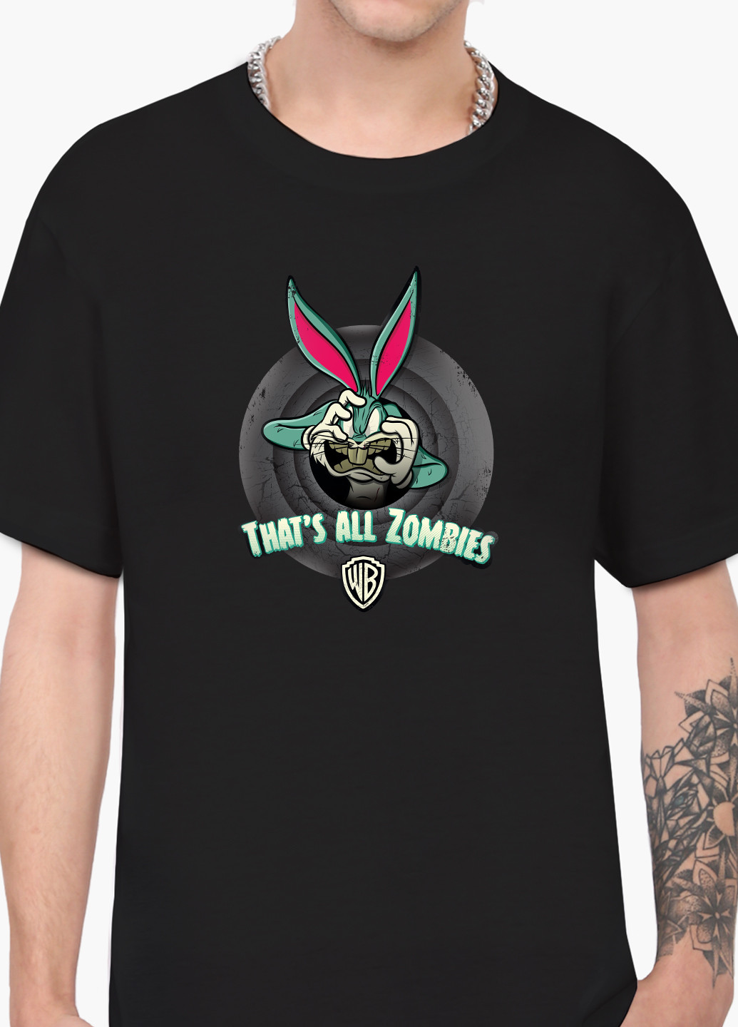 Черная футболка мужская багз банни луни тюнз (bugs bunny looney tunes) (9223-2882-1) xxl MobiPrint