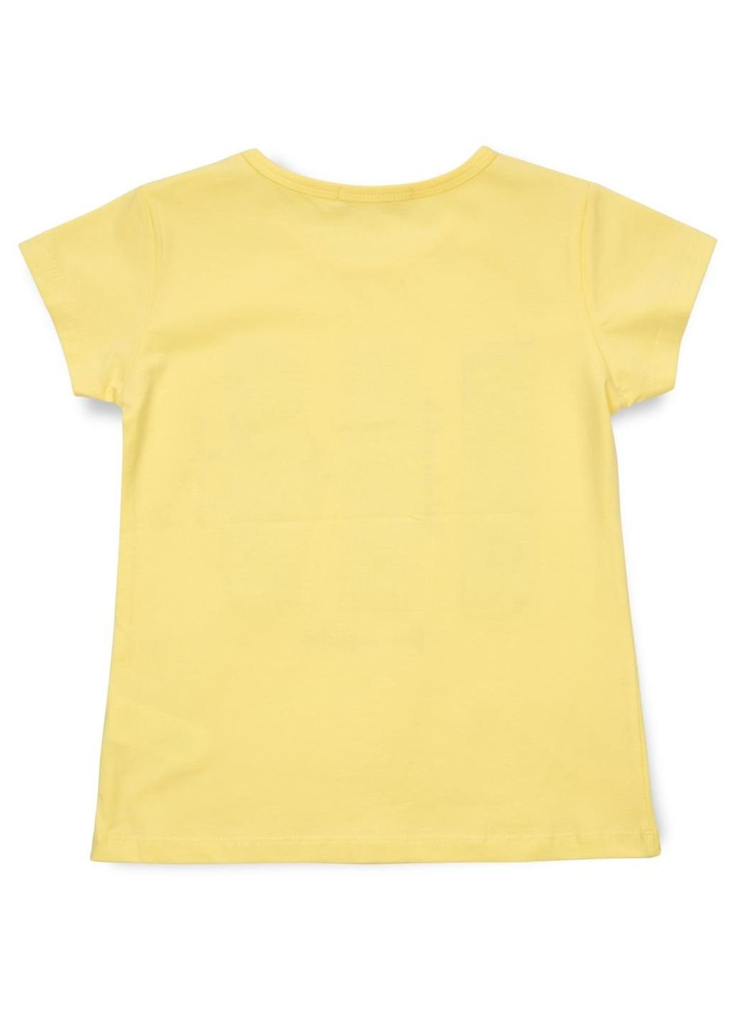 Желтая демисезонная футболка детская с пайетками (14299-134g-yellow) Breeze