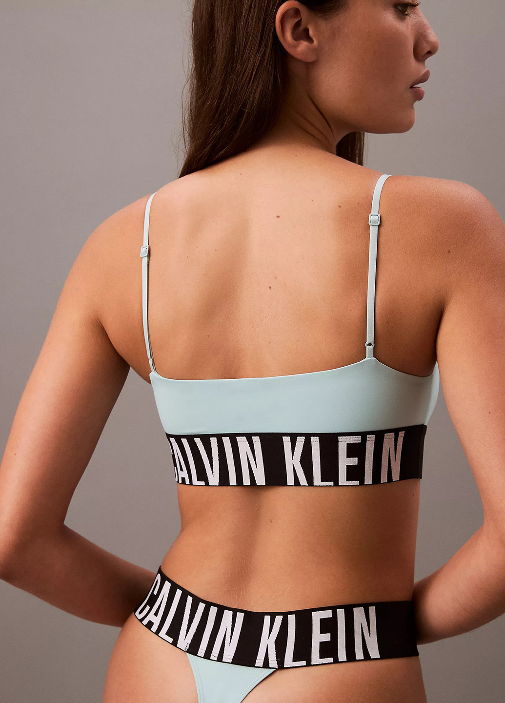 Голубой топ бюстгальтер Calvin Klein без косточек нейлон