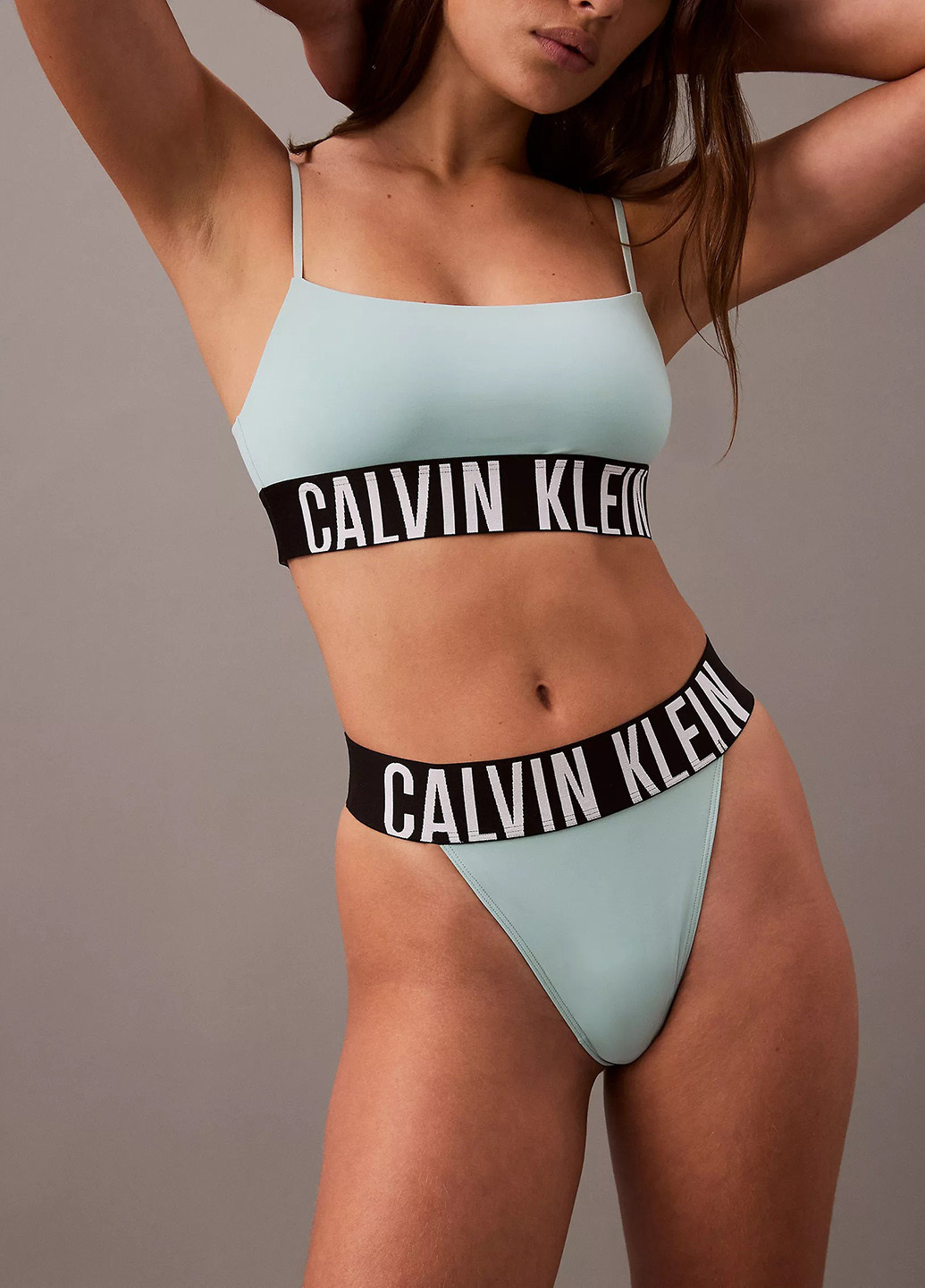 Голубой топ бюстгальтер Calvin Klein без косточек нейлон