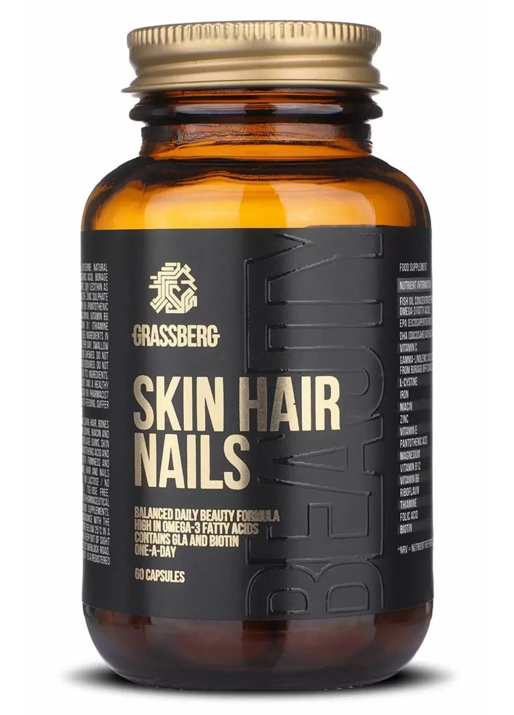 Вітаміни для волосся, шкіри і нігтів Skin Hair Nails 60 капсул Grassberg (255408169)