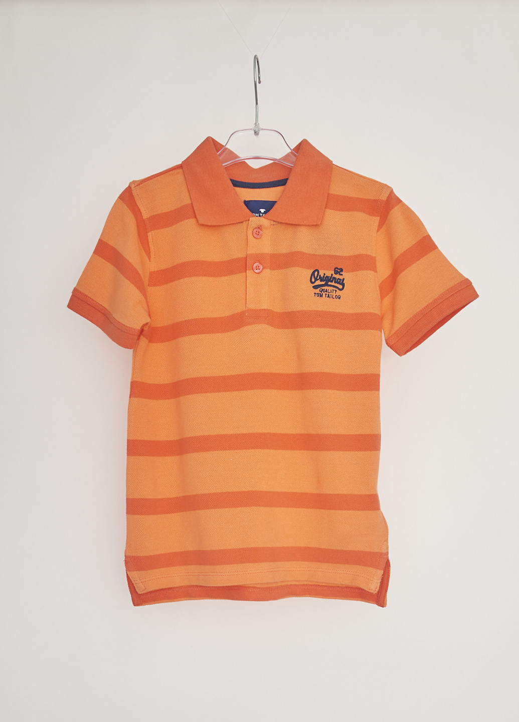 Оранжевая детская футболка-поло для мальчика Tom Tailor в полоску