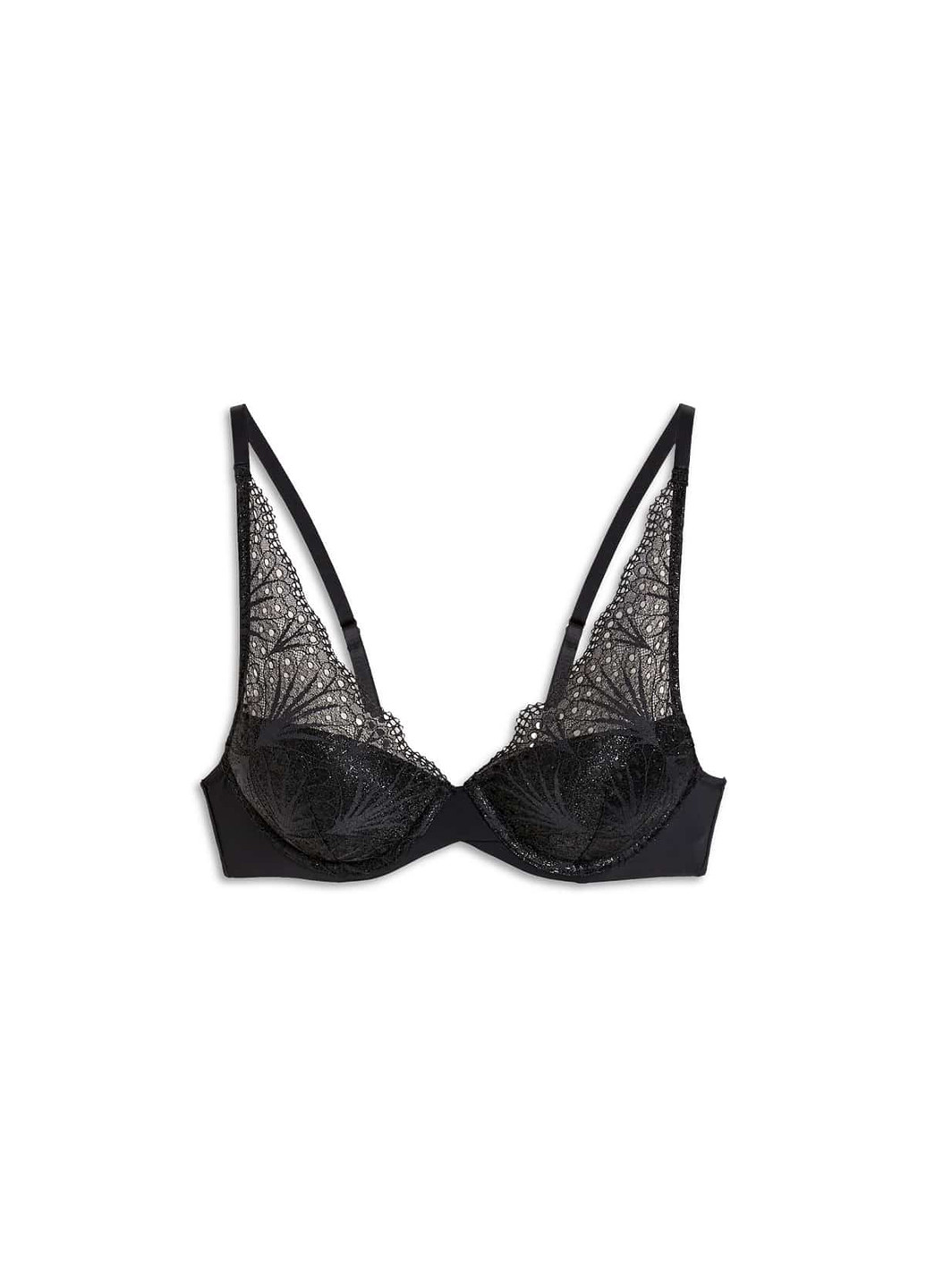 Чёрный бралетт бюстгальтер C&A с косточками полиамид, кружево
