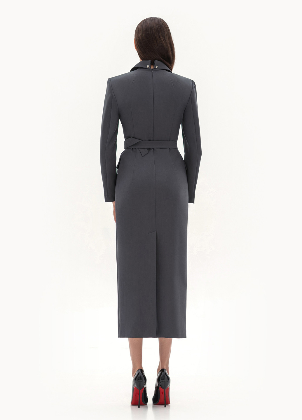 Серое деловое, кэжуал платье платье-жакет BGL однотонное