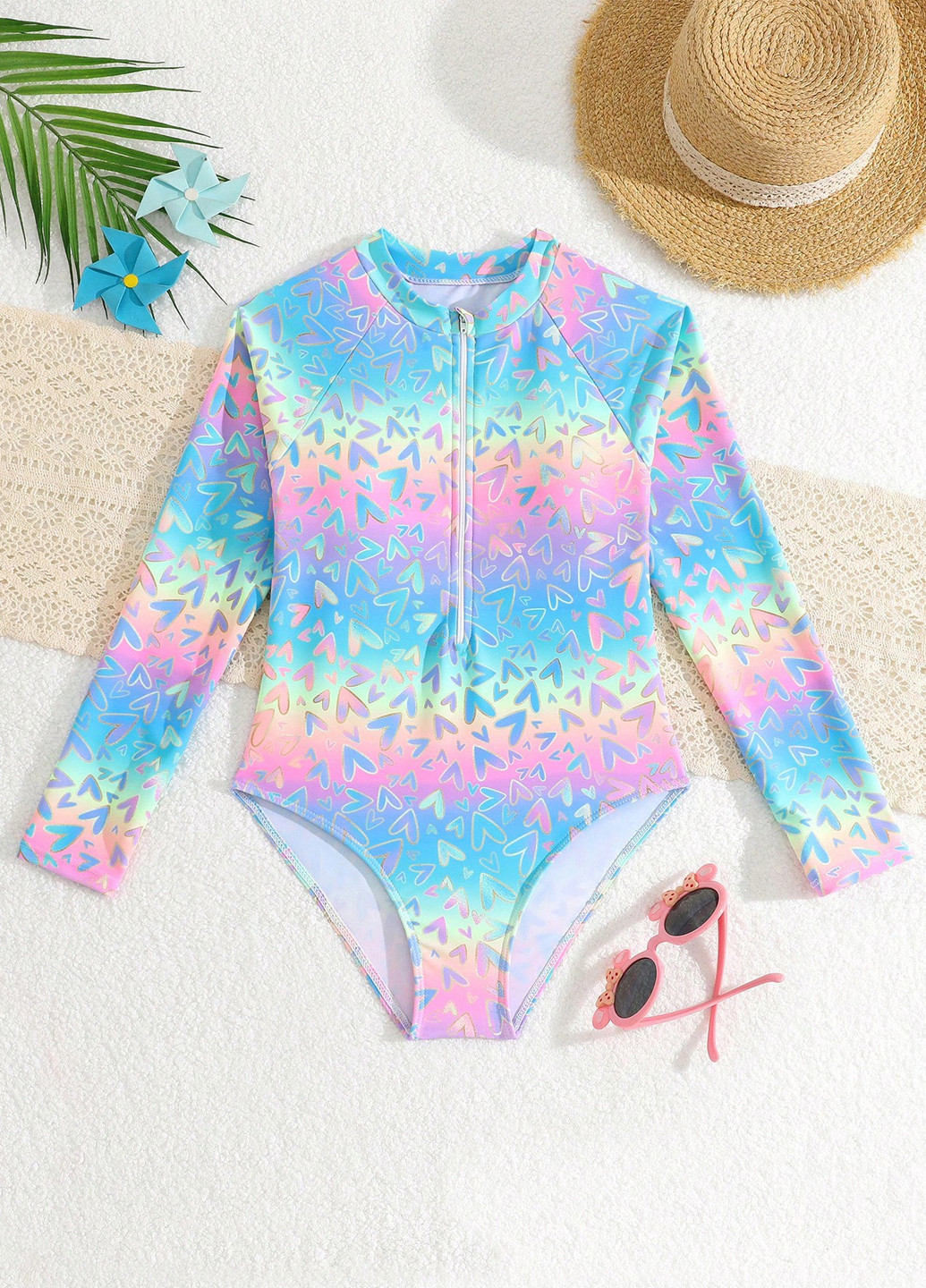 Комбинированный летний купальник слитный SHEIN