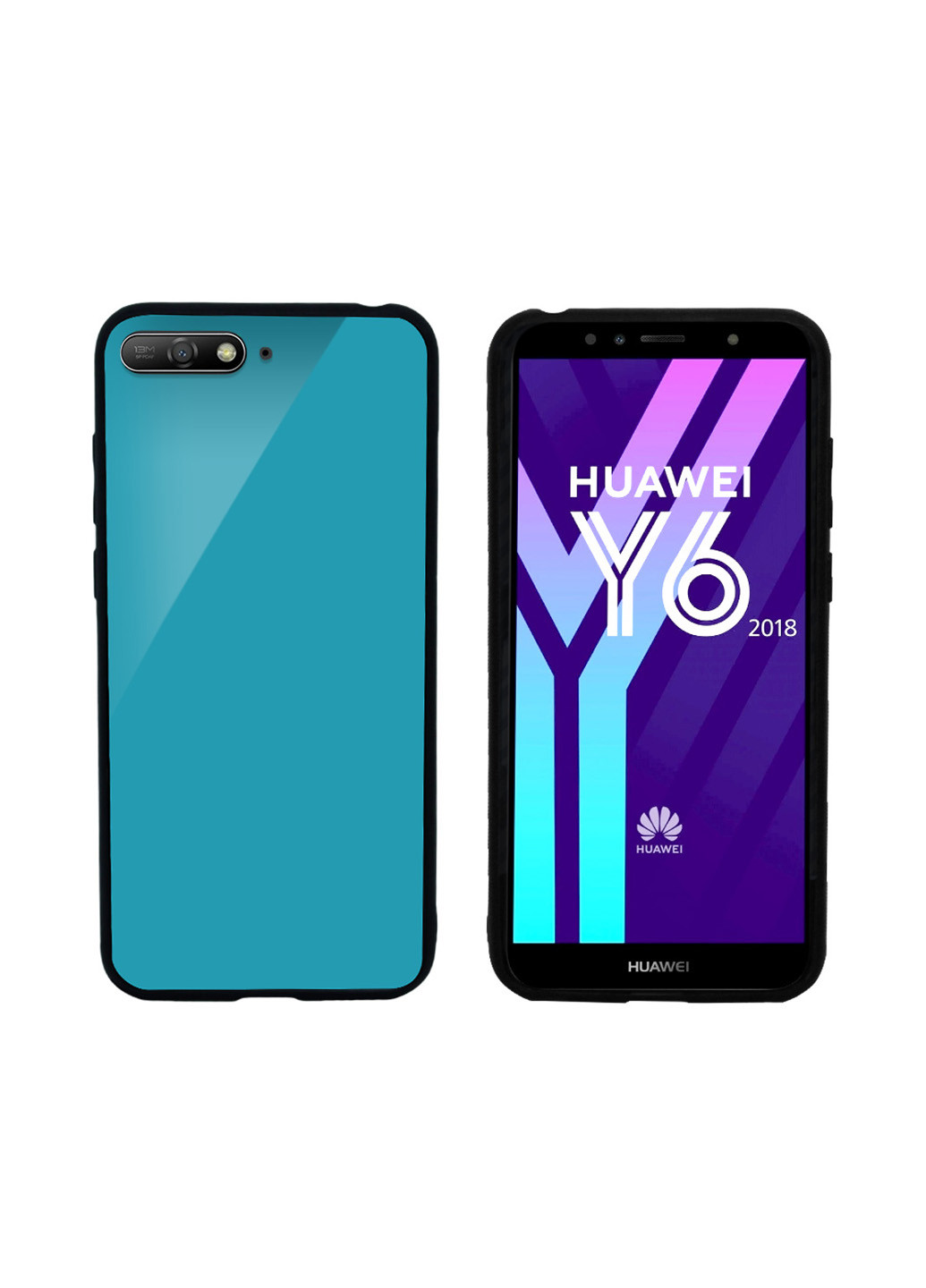 Чохол (Real Glass) для Huawei Y6 2018 (синій) Intaleo для Huawei Y6 2018 (синий) (131340045)