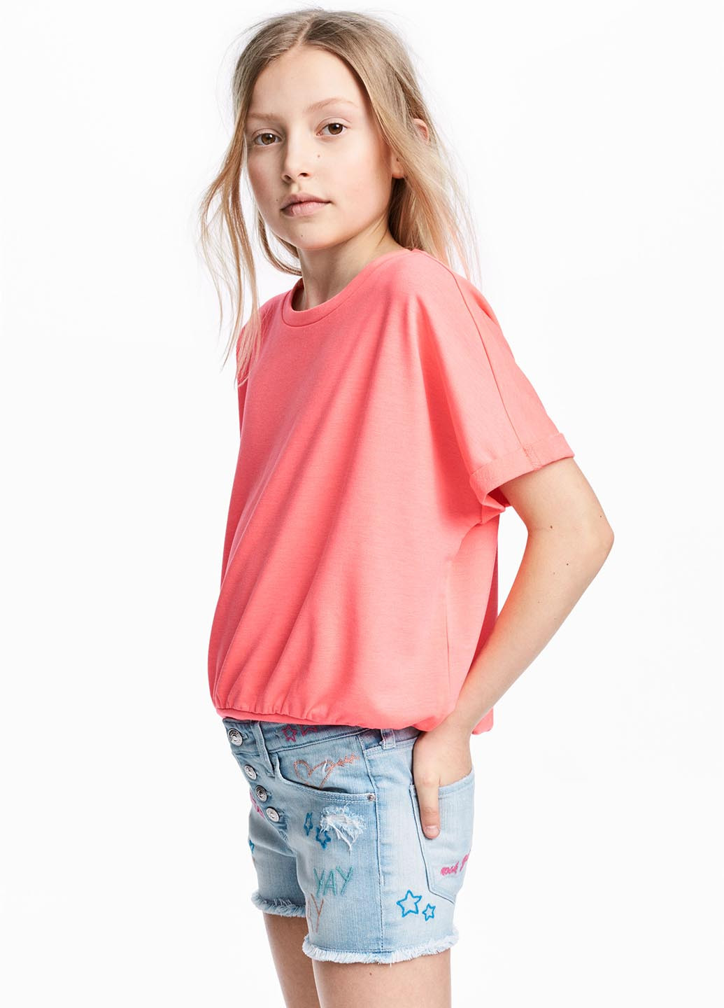 Розовая блузка с коротким рукавом H&M летняя