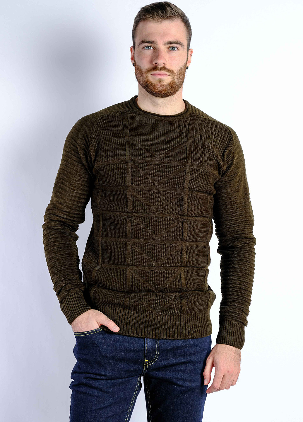Оливковый (хаки) демисезонный джемпер пуловер Time of Style