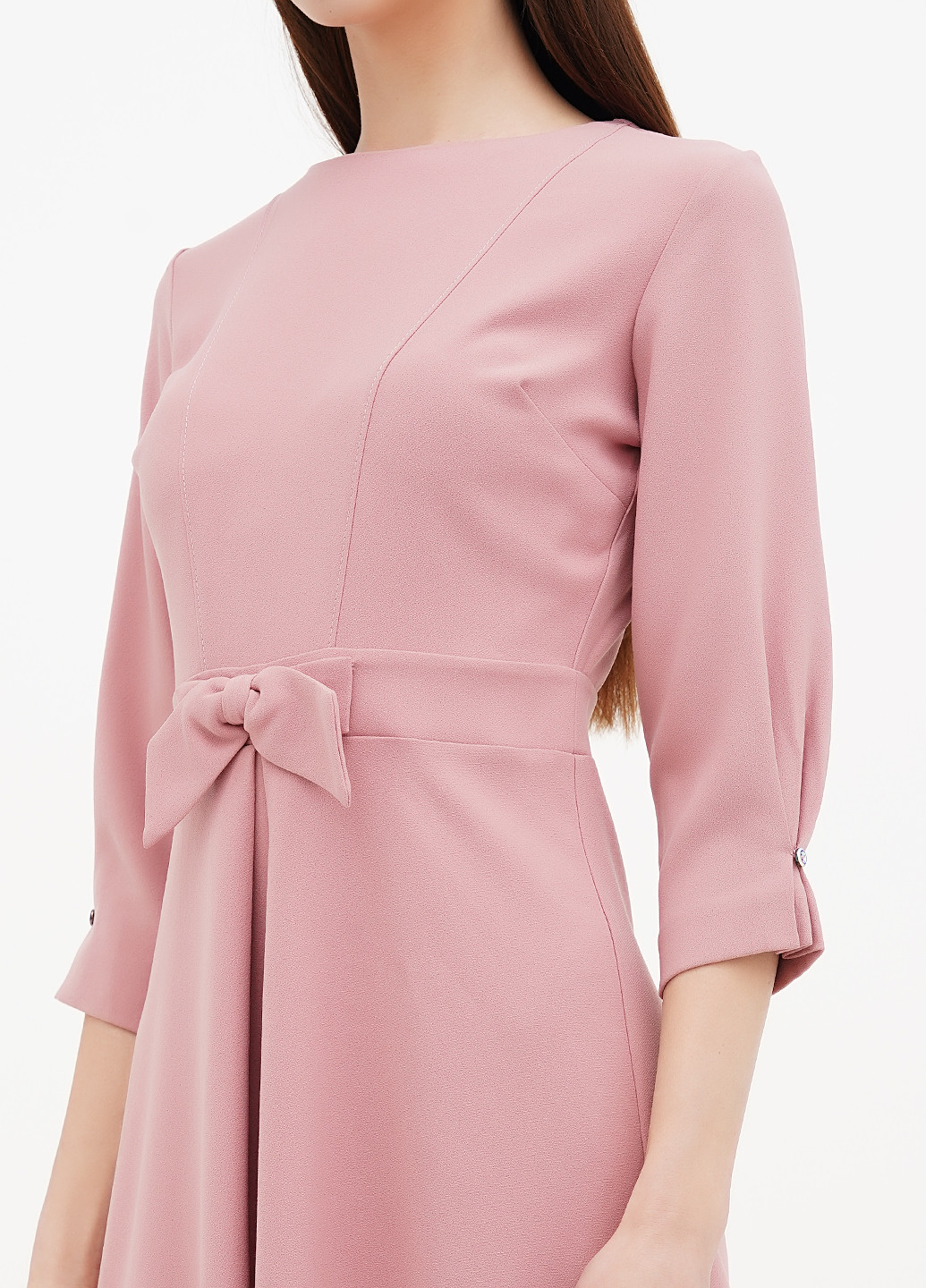 Пудровое кэжуал платье клеш Sassofono однотонное