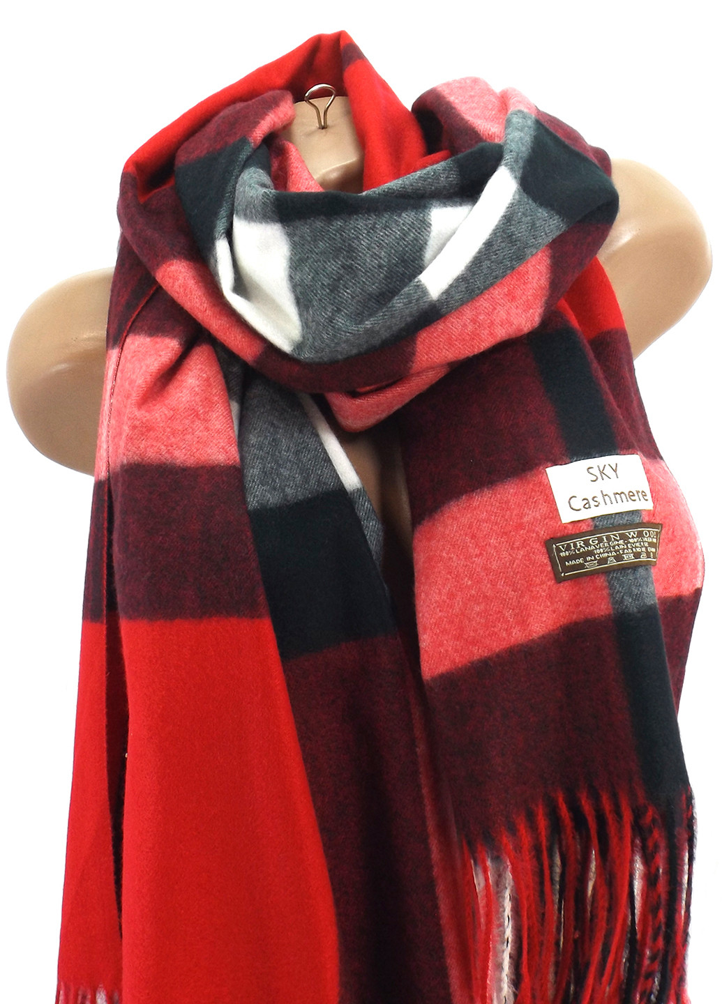 Женский шерстяной шарф Sky Cashmere Burberry красный LuxWear S176009 (225001110)