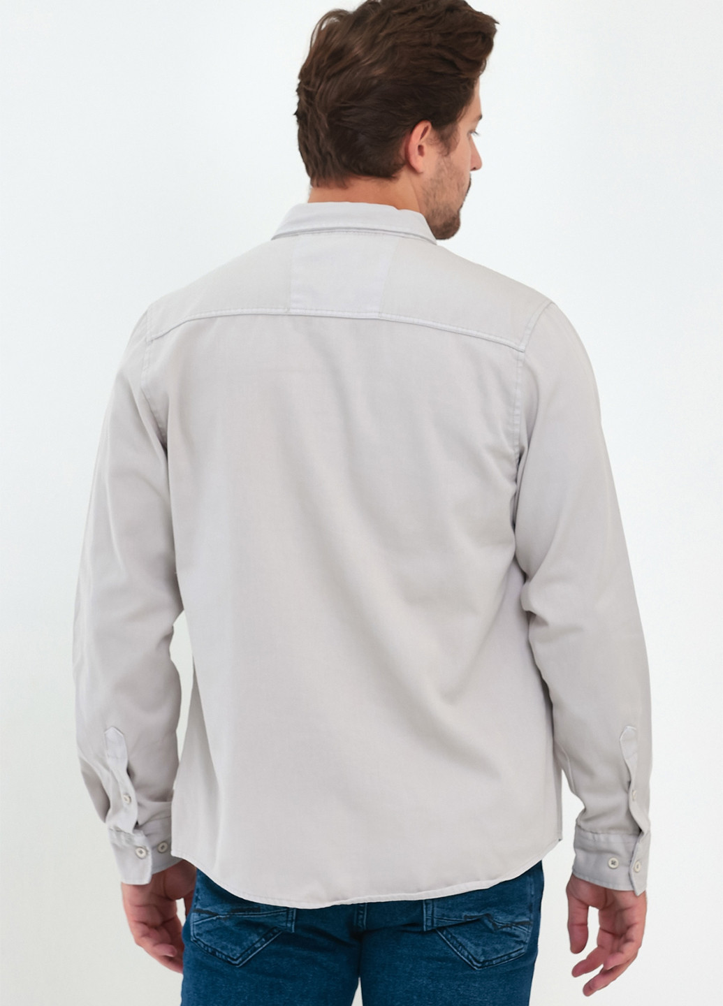 Светло-серая джинсовая рубашка однотонная Trend Collection