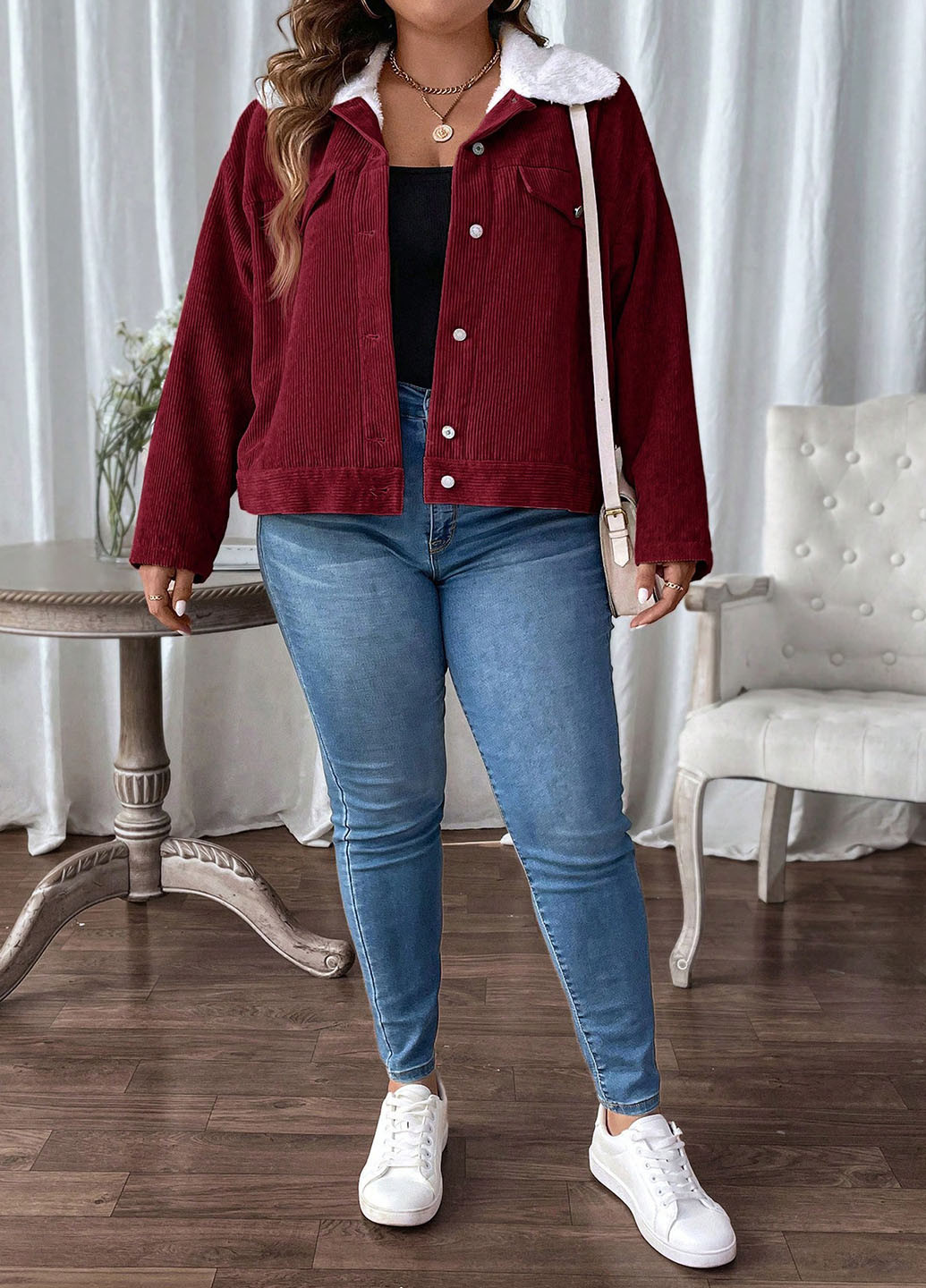 Бордовая демисезонная куртка куртка-пиджак SHEIN