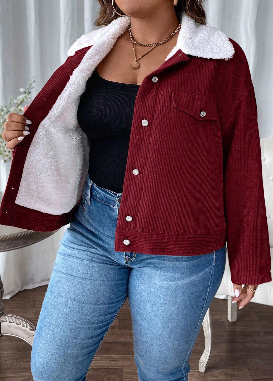 Бордовая демисезонная куртка куртка-пиджак SHEIN