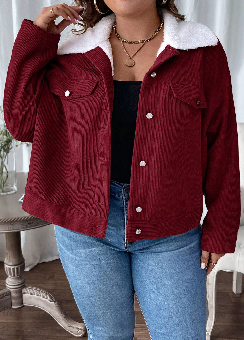 Бордовая демисезонная куртка куртка-пиджак SHEIN