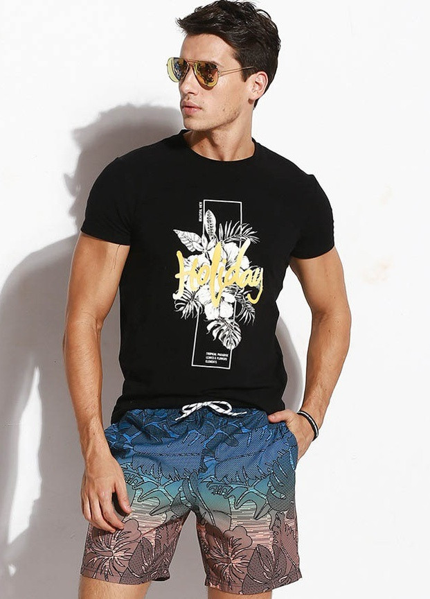 Мужские удлиненные шорты Qike рисунки комбинированные пляжные