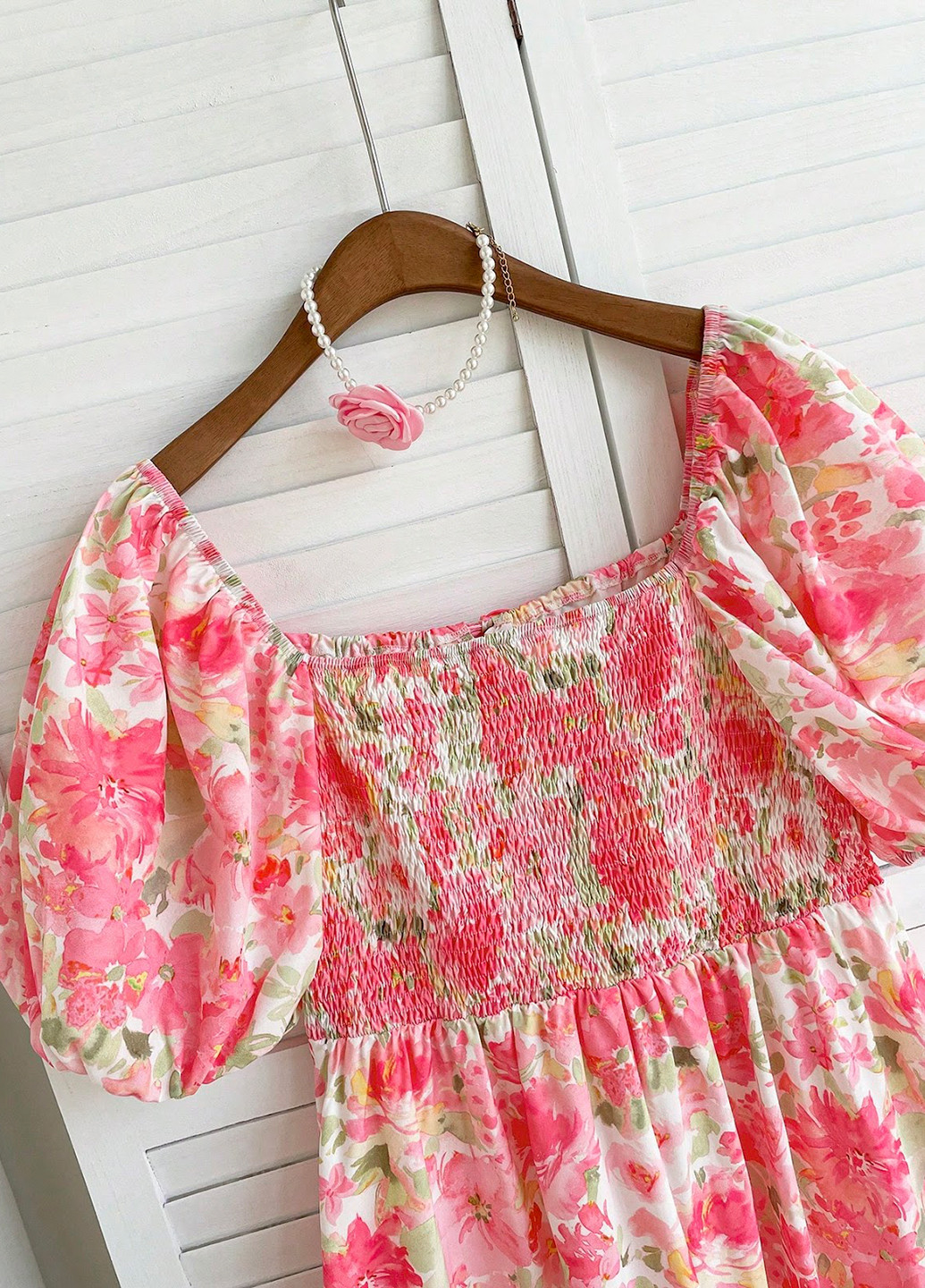 Рожева кежуал сукня а-силует SHEIN з квітковим принтом