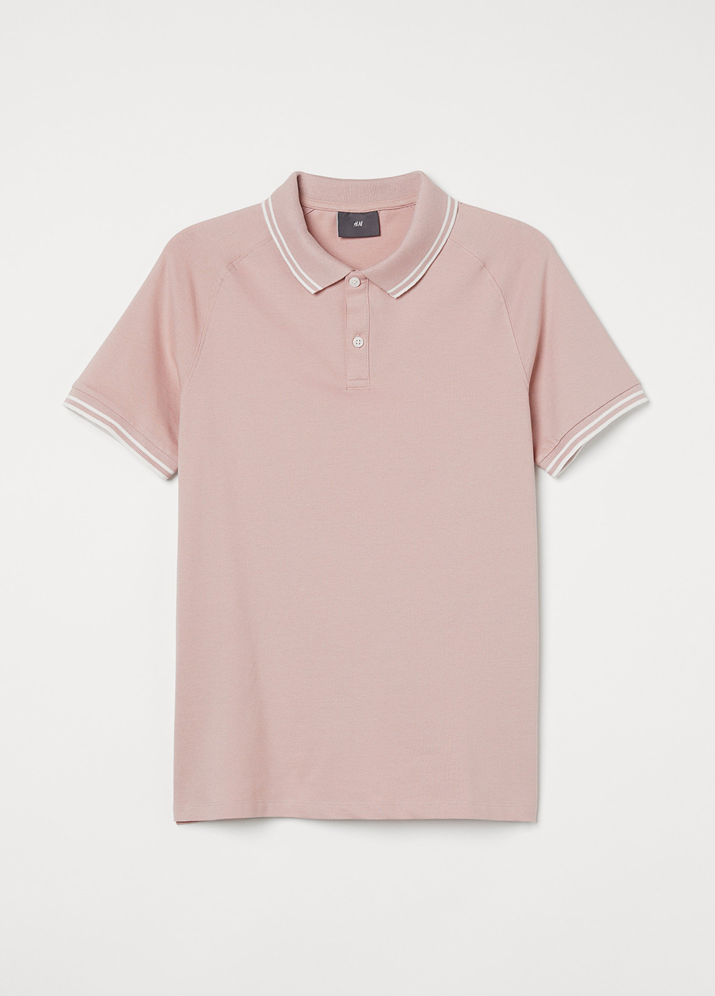Пудровая футболка-поло для мужчин H&M однотонная