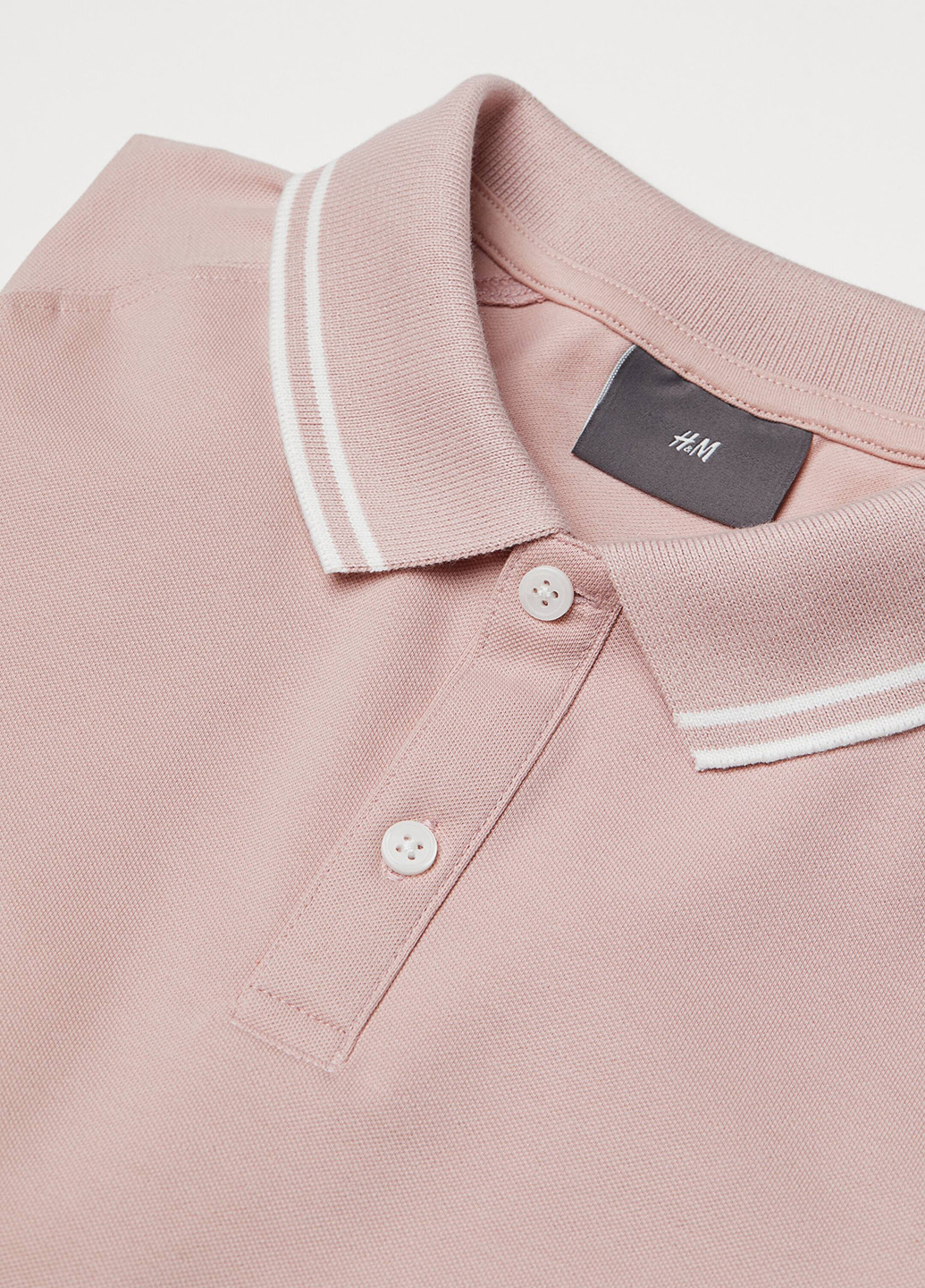 Пудровая футболка-поло для мужчин H&M однотонная