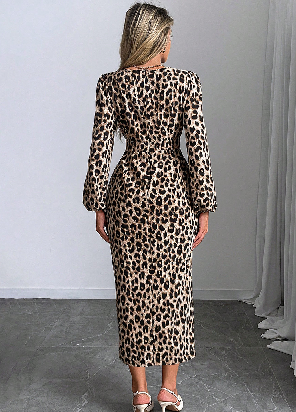 Комбинированное кэжуал, коктейльное платье SHEIN леопардовый