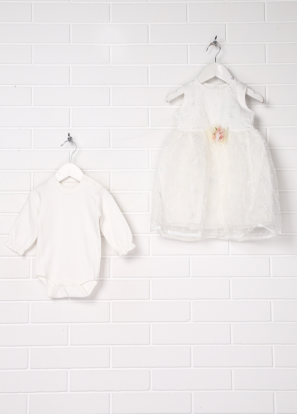 Білий демісезонний комплект (плаття, боді) Baby Dream