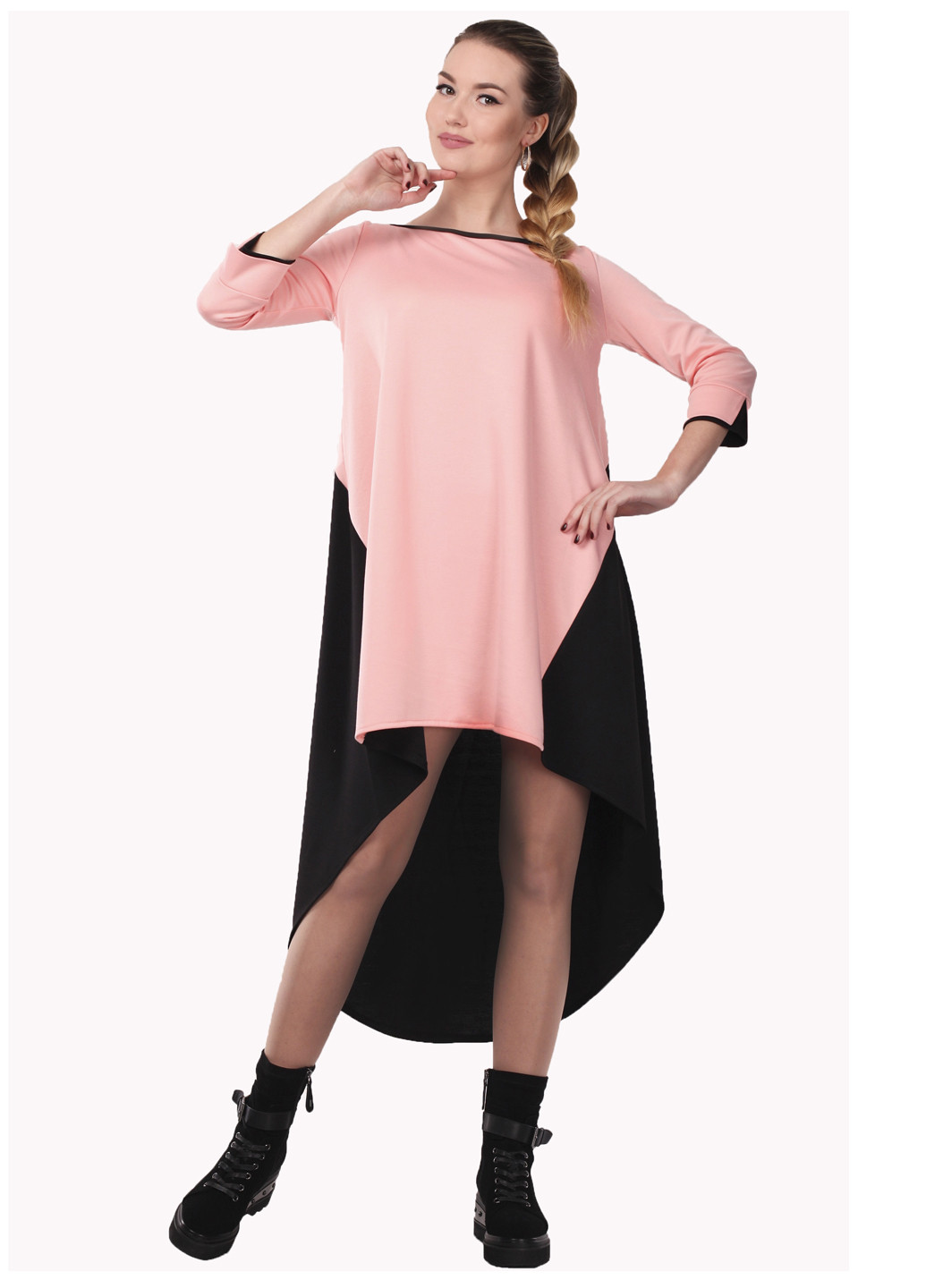 Светло-розовое кэжуал платье Alpama однотонное
