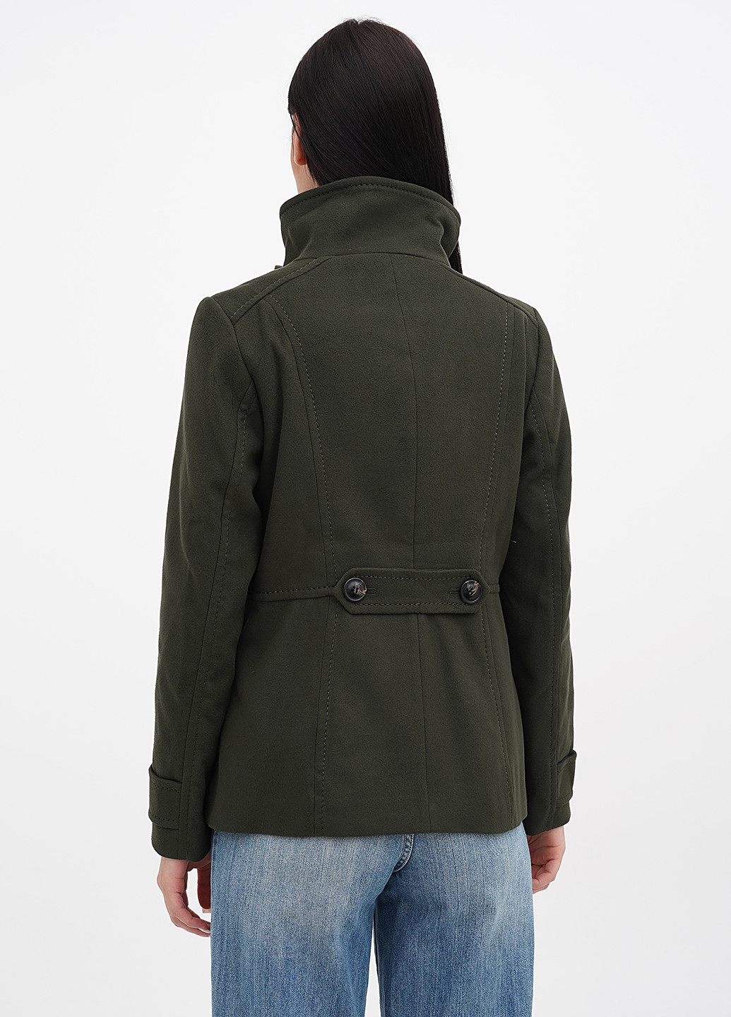 Темно-зелене Кежуал напівпальто двобортне H&M однотонне