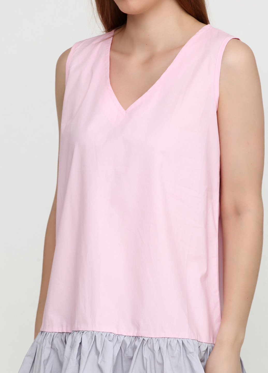 Светло-розовое кэжуал платье а-силуэт HFY однотонное