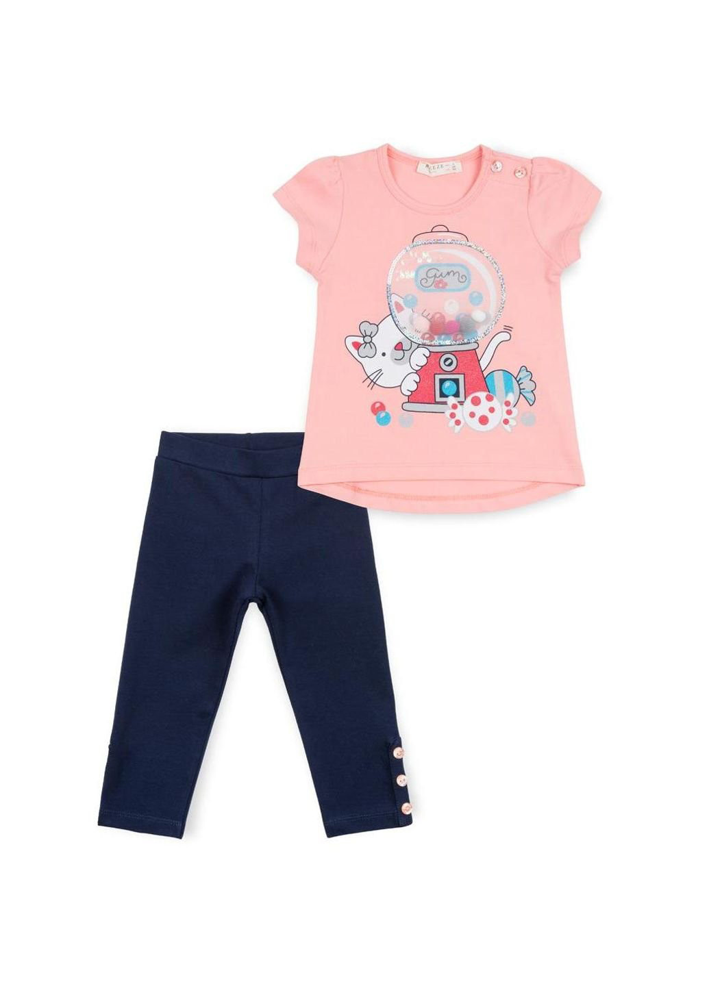 Синий набор детской одежды с котиком и конфетками (11830-92g-peach) Breeze