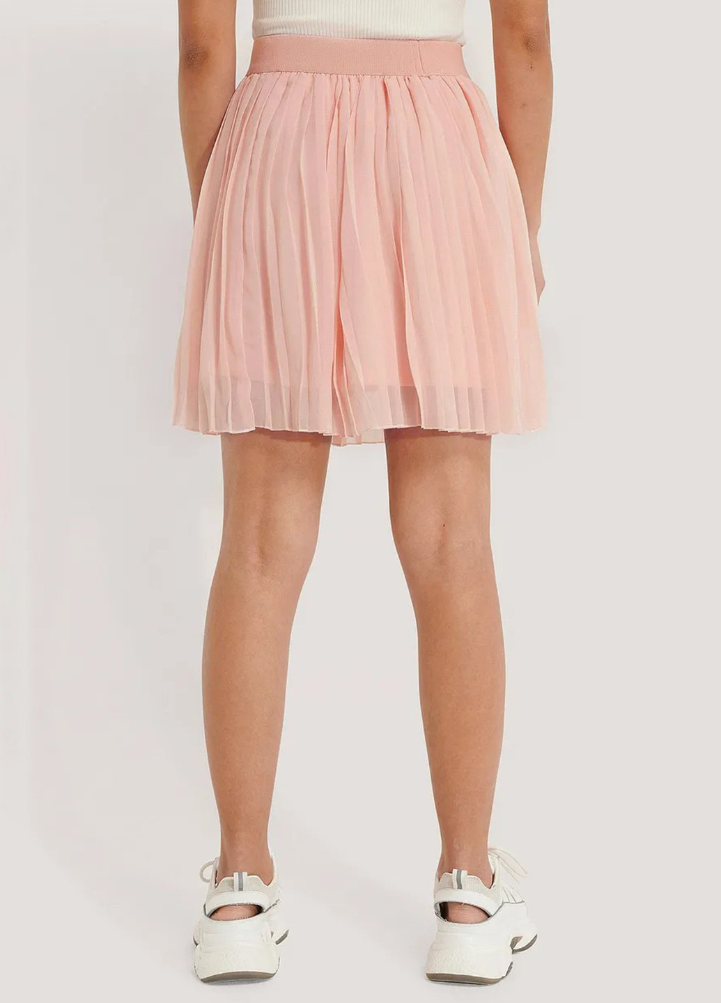 Персиковая кэжуал однотонная юбка NA-KD клешированная, плиссе