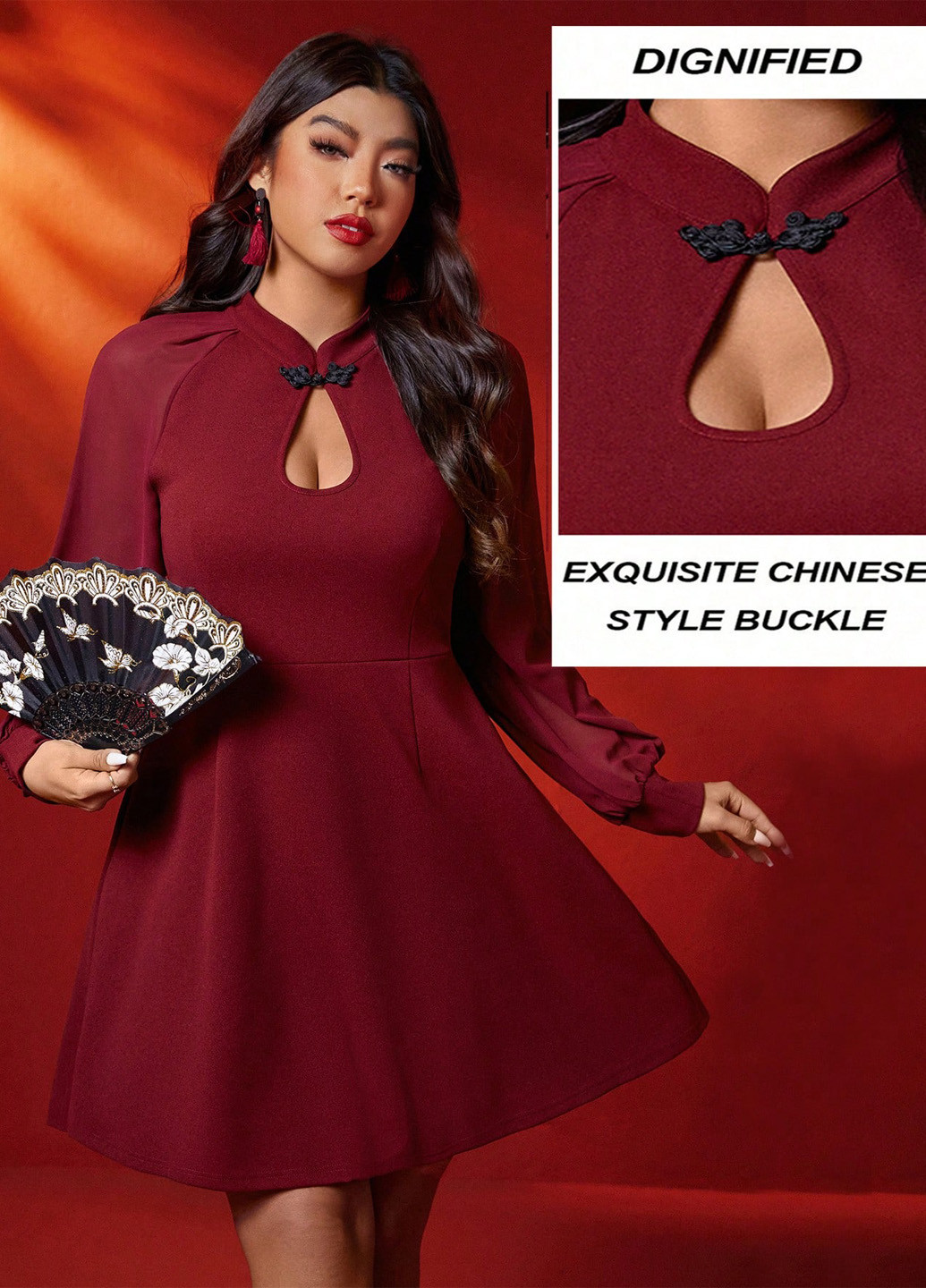 Бордова кежуал сукня кльош SHEIN однотонна