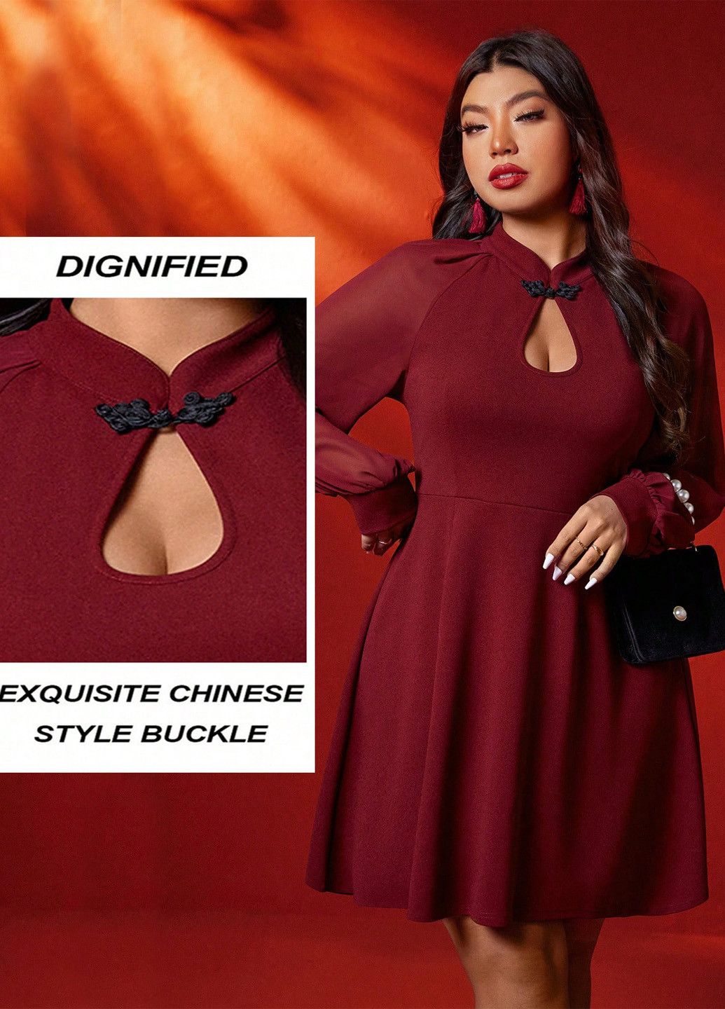 Бордова кежуал сукня кльош SHEIN однотонна