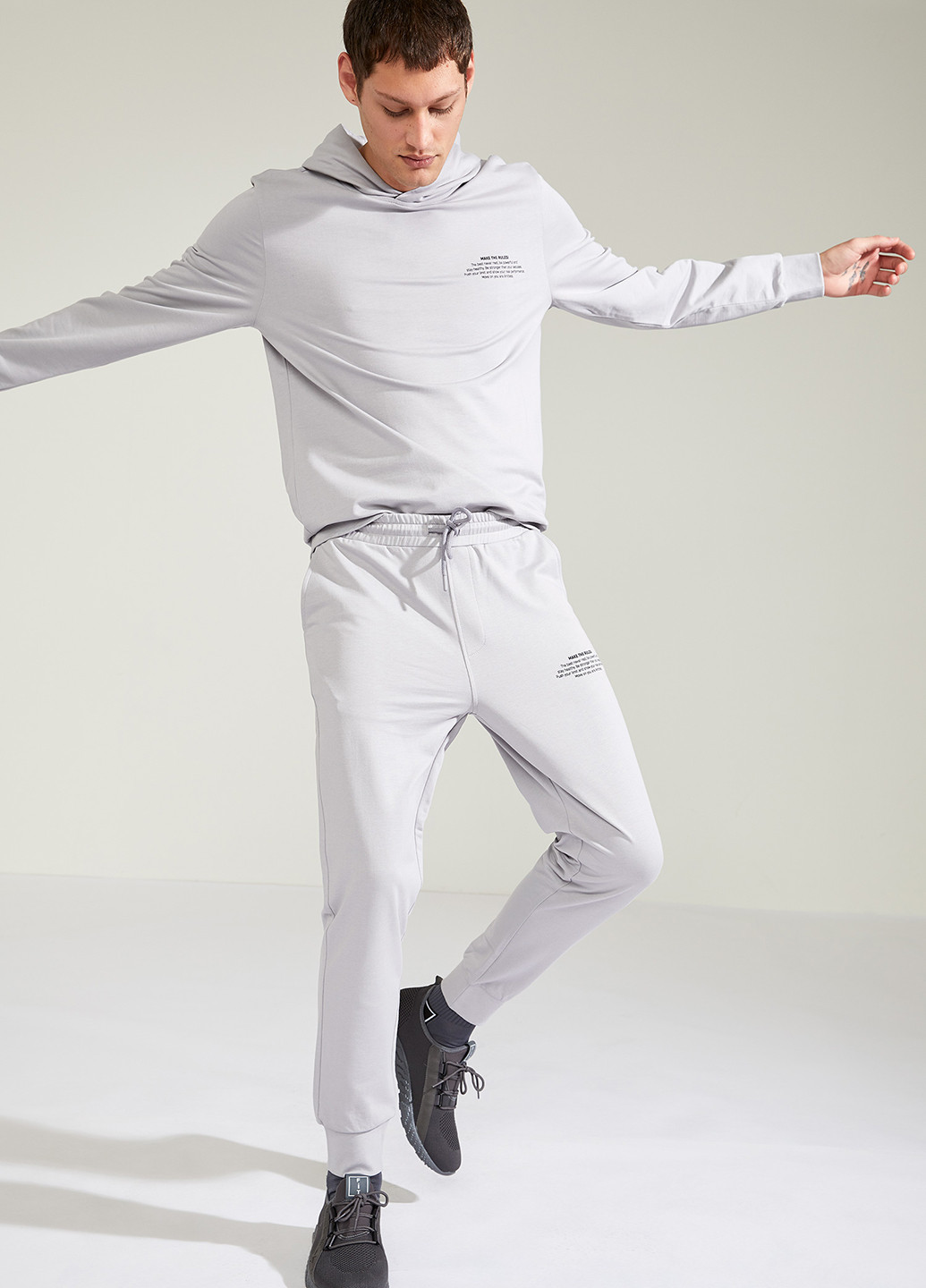 Спортивный костюм(реглан, брюки) DeFacto светло-серые спортивные трикотаж, хлопок