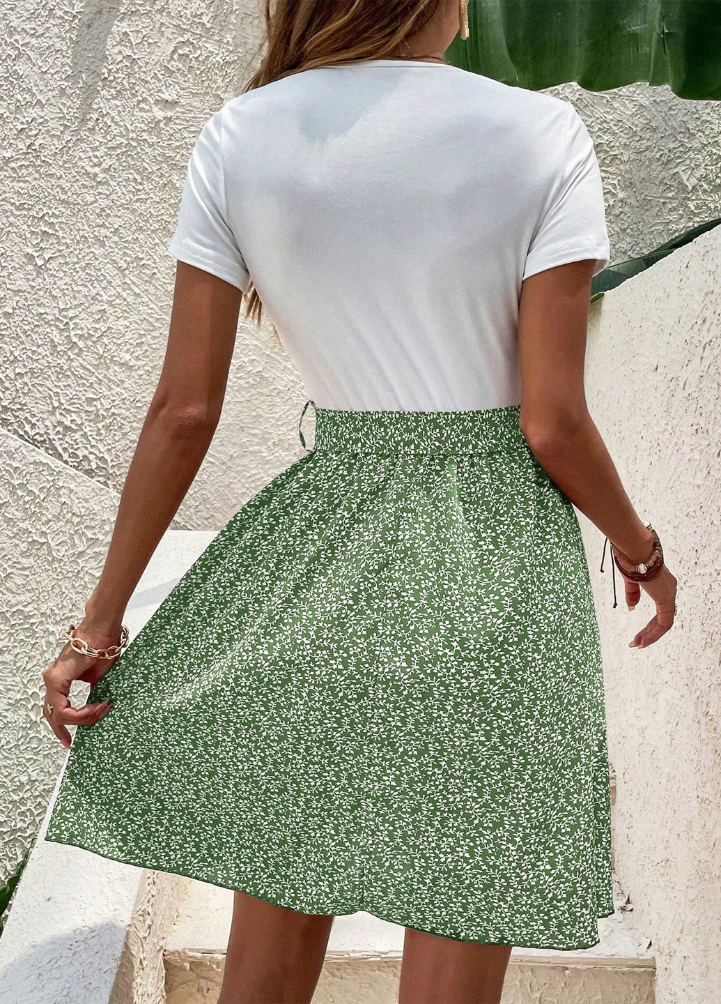 Комбинированное кэжуал платье а-силуэт SHEIN с цветочным принтом