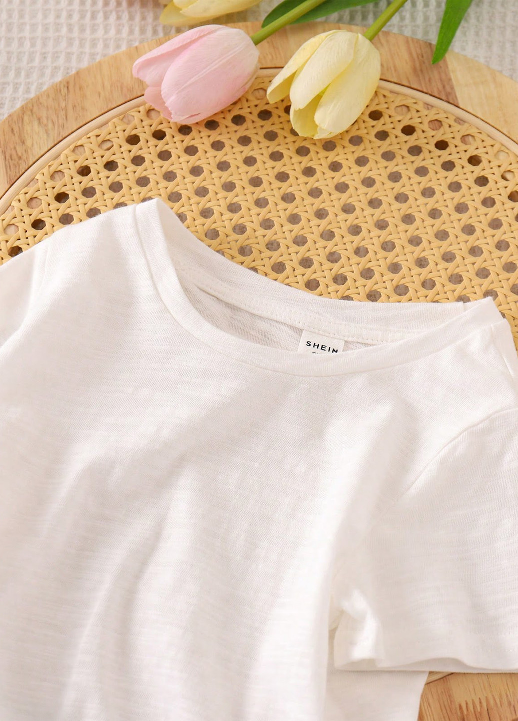 Черно-белый летний костюм (футболка, сарафан) SHEIN