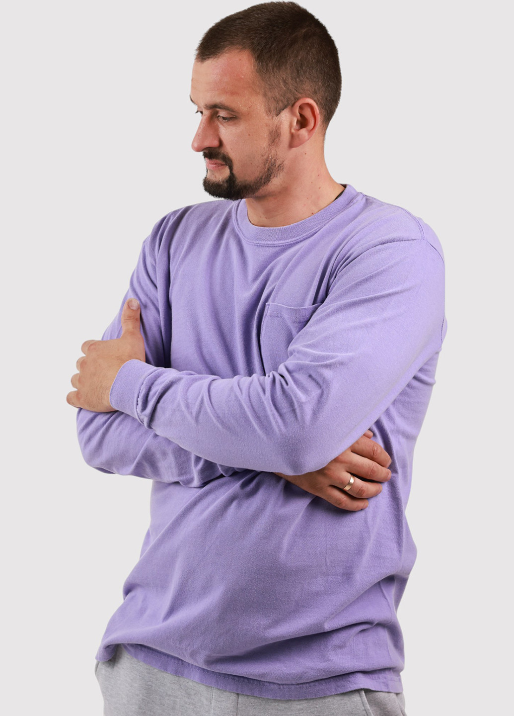 Лонгслів Comfort Colors однотонний світло-фіолетовий кежуали трикотаж, бавовна