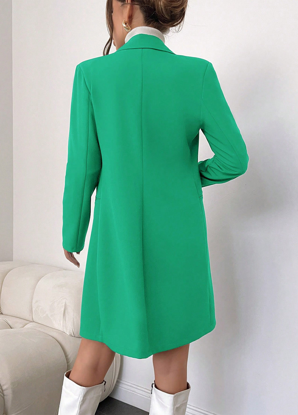 Зелене демісезонне Пальто двобортне SHEIN