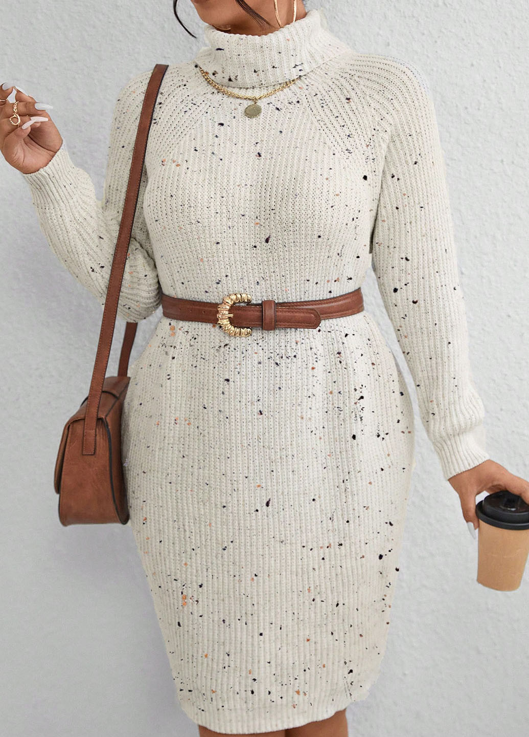 Білий кежуал сукня сукня светр SHEIN з малюнком
