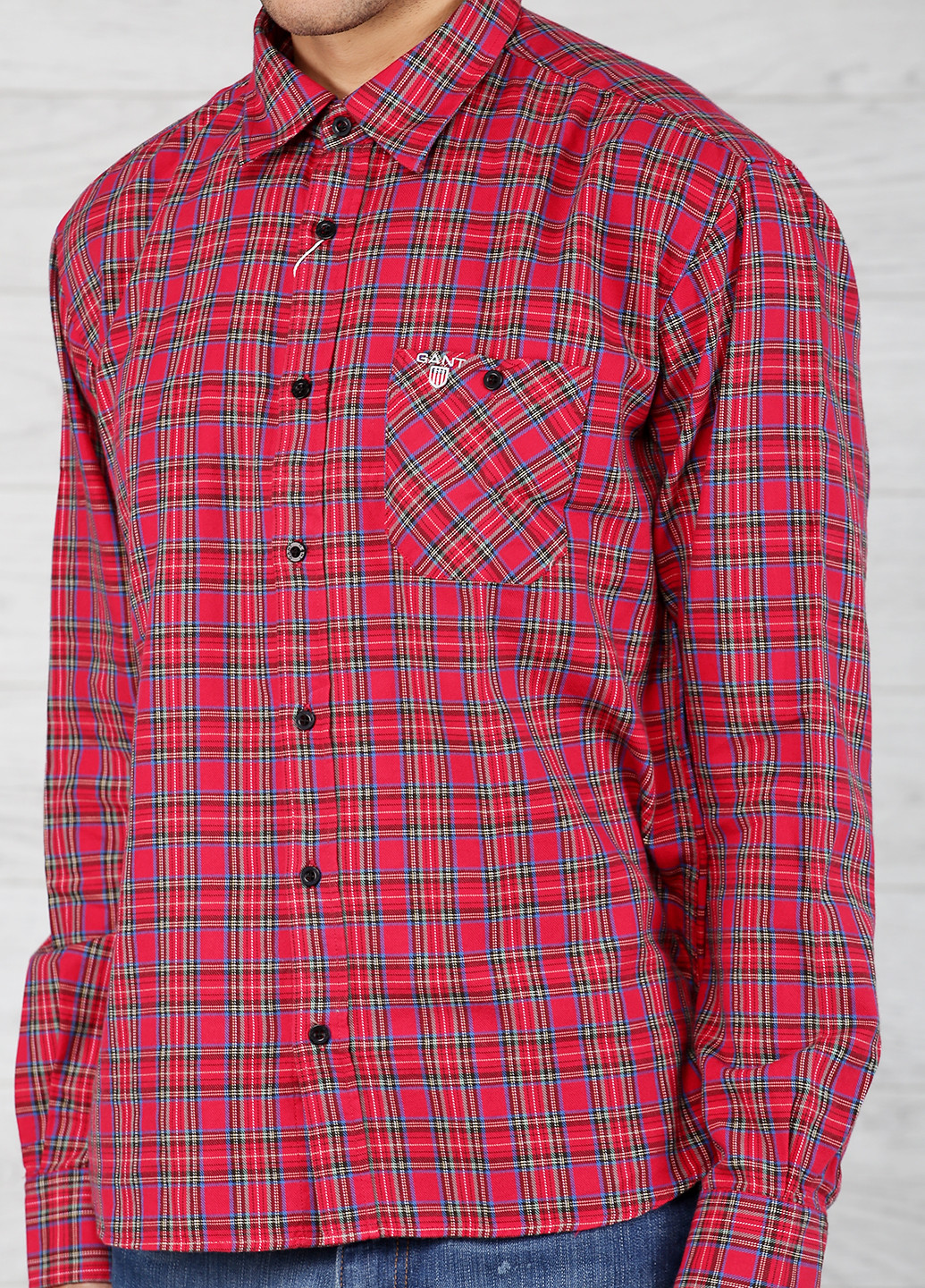 Бордовая кэжуал рубашка в клетку Gant с длинным рукавом