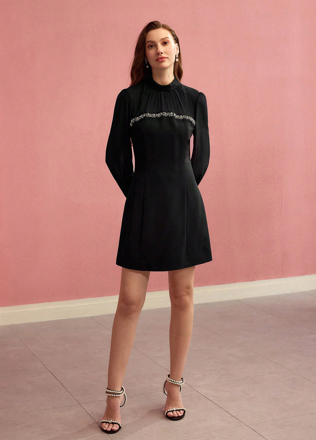 Чорна святковий, кежуал сукня а-силует SHEIN однотонна