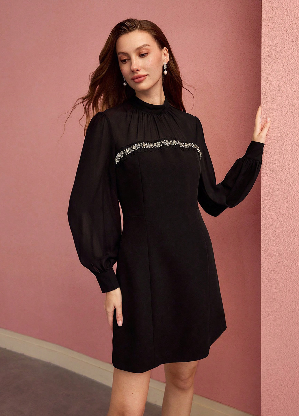 Чорна святковий, кежуал сукня а-силует SHEIN однотонна