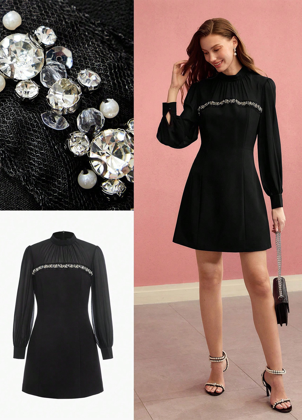 Чорна святковий, кежуал сукня а-силует SHEIN однотонна
