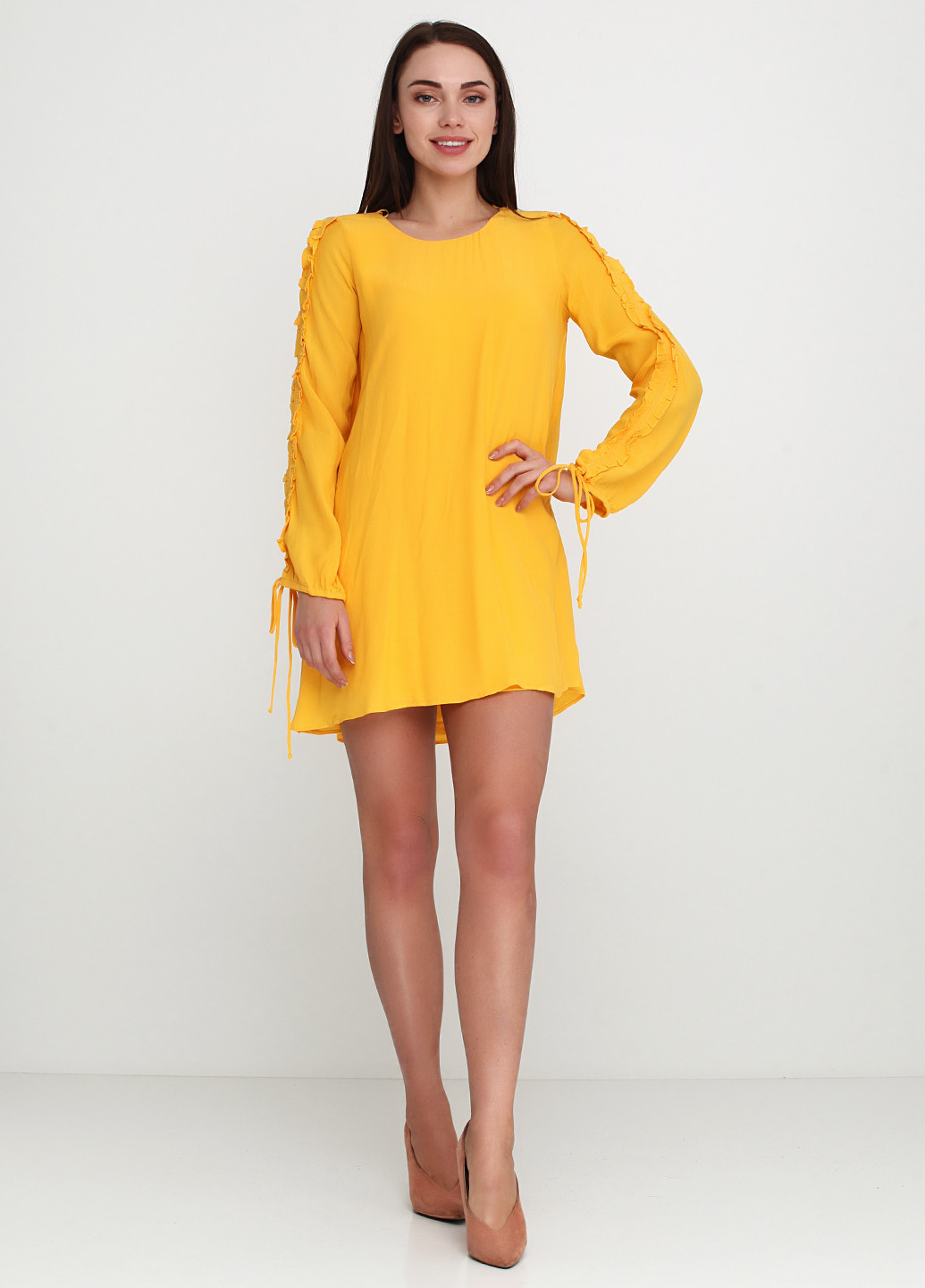 Желтое кэжуал платье Zara однотонное