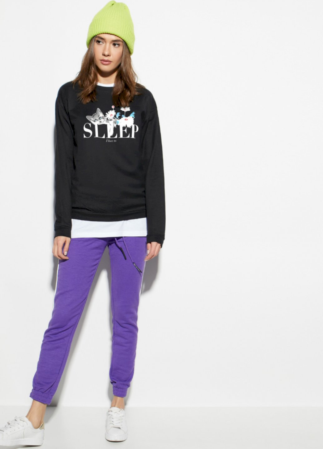 Чорний світшот жіночий /no flis/ YAPPI малюнок (251467825)