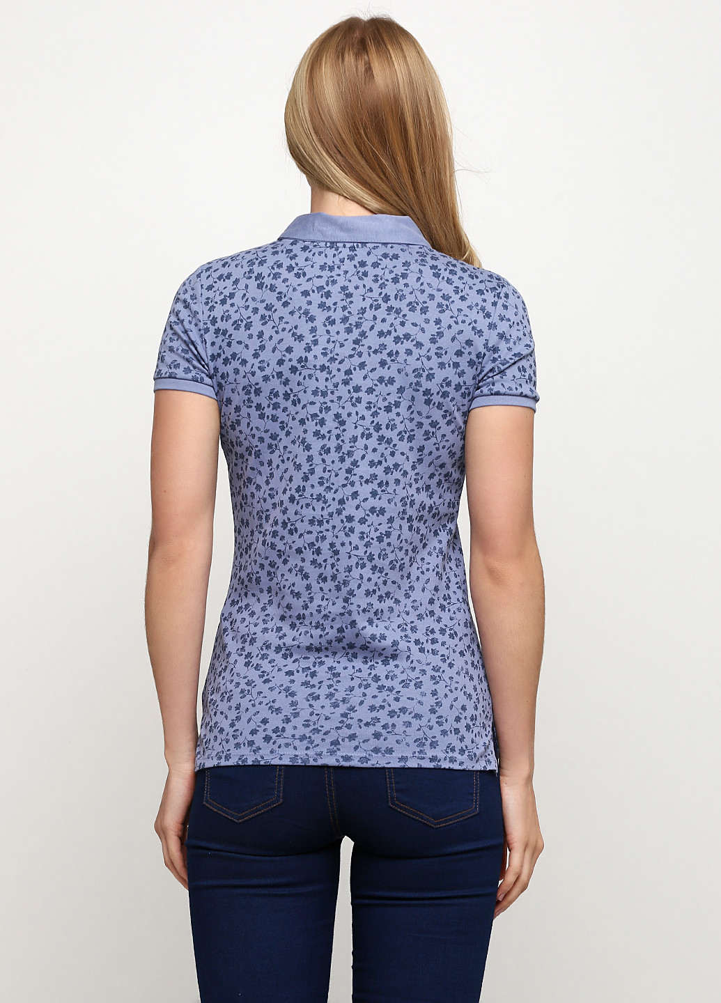 Сиреневая женская футболка-поло C&A с цветочным принтом