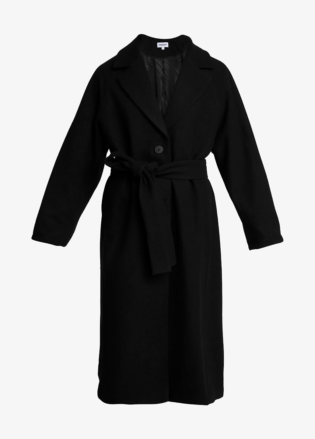 Черное демисезонное Пальто однобортное Weekday