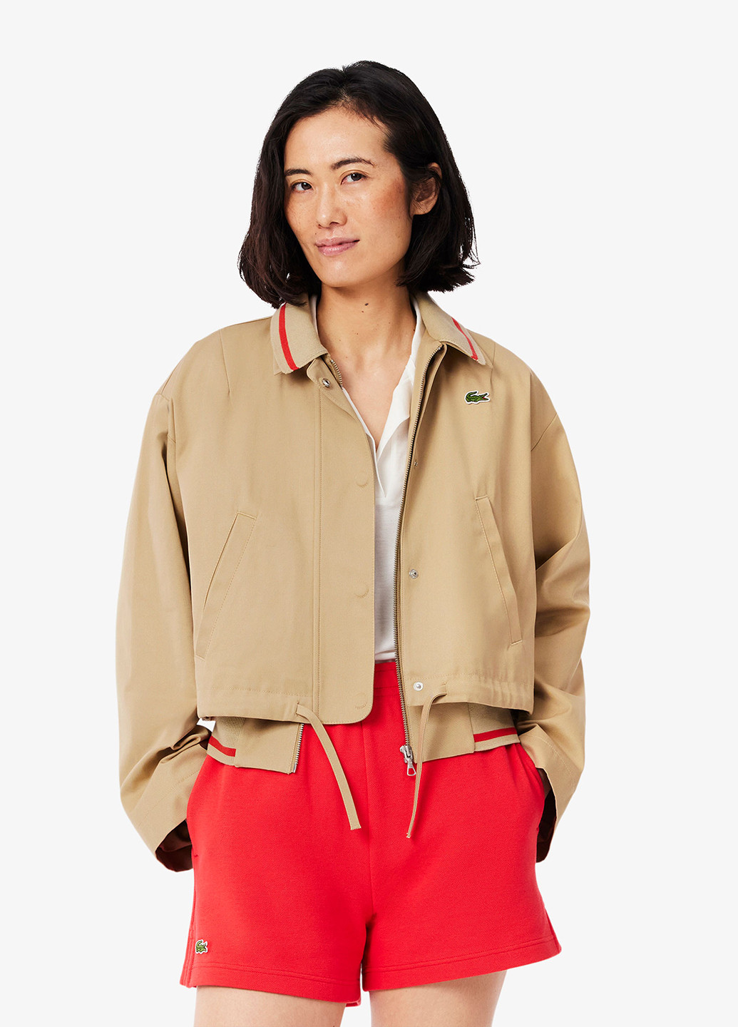 Бежевая демисезонная куртка Lacoste