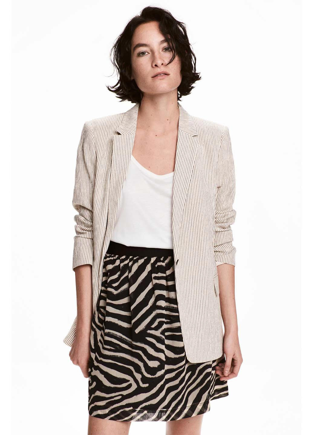 Черно-белая кэжуал зебра юбка H&M клешированная