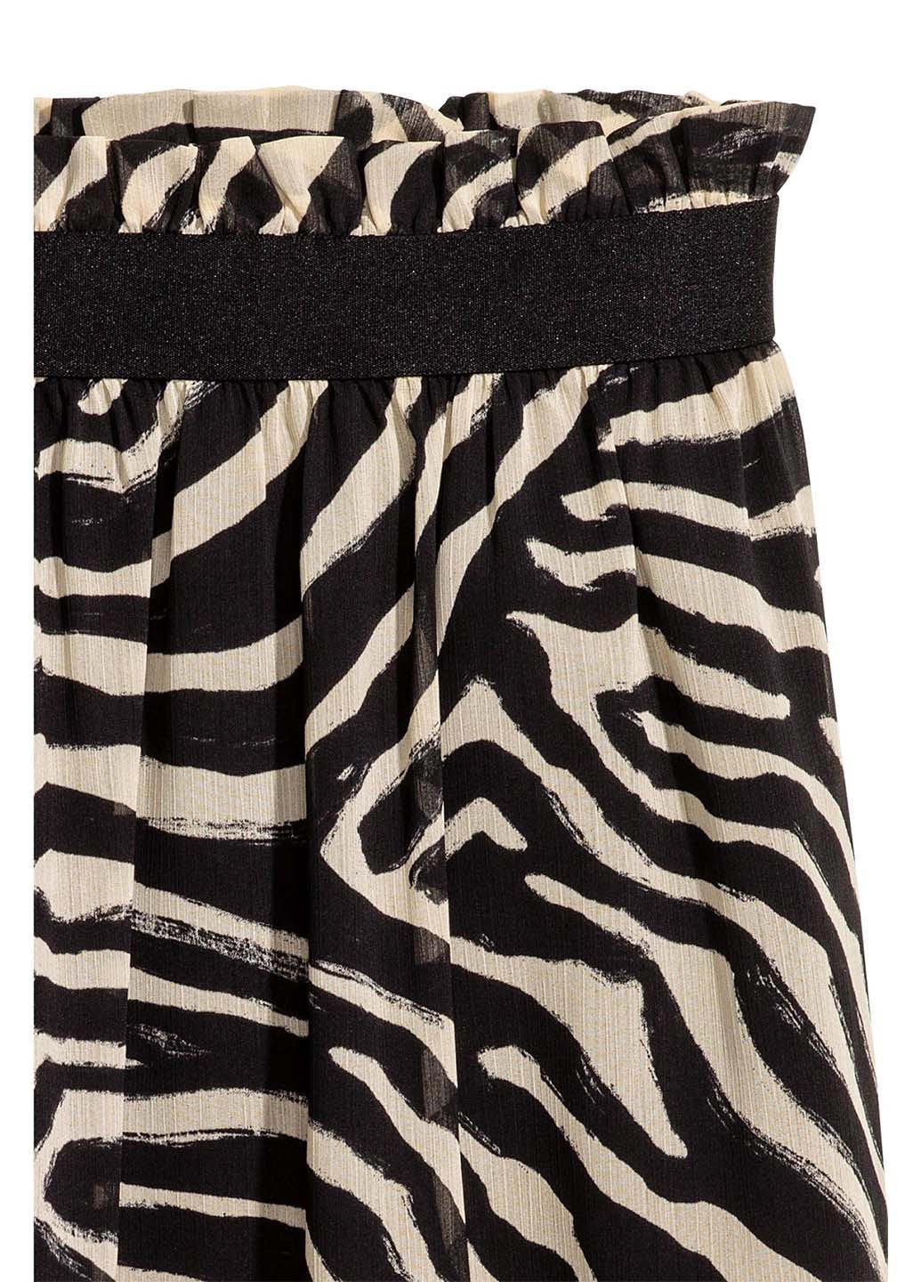 Черно-белая кэжуал зебра юбка H&M клешированная