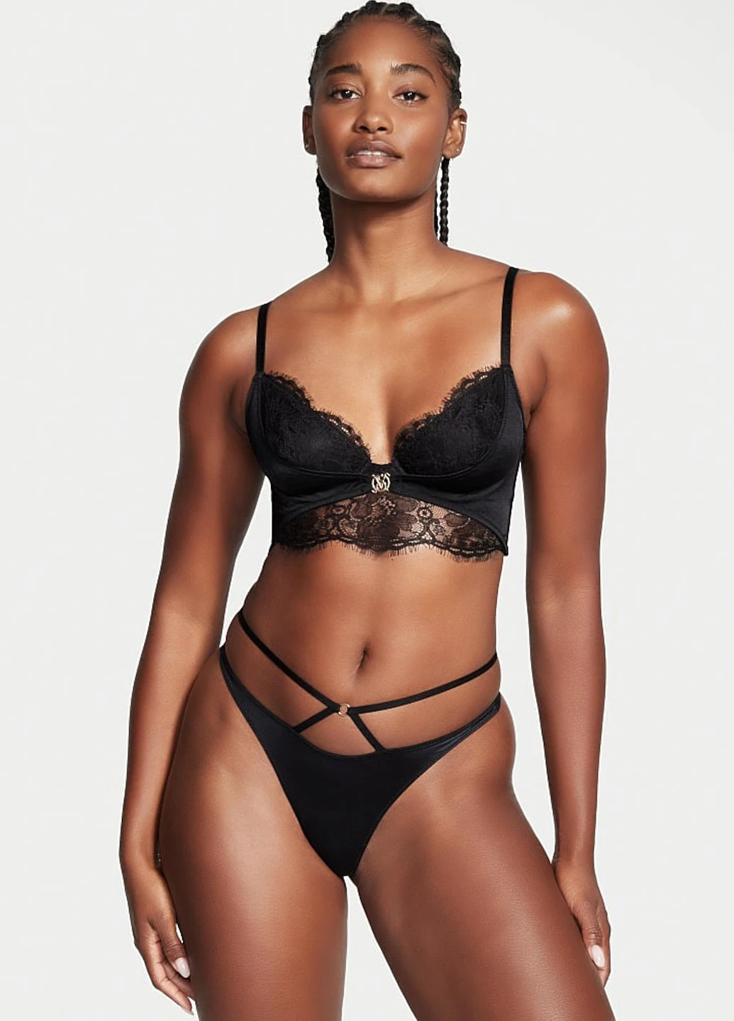 Чорний демісезонний комплект (бюстгалтер, трусики) Victoria's Secret